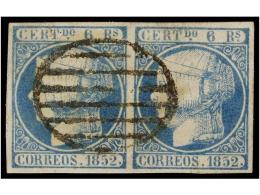 ° ESPAÑA. Ed.16 (2). SPERATI. 6 Reales Azul, Tipos III + IV En Pareja, Mat. PARRILLA.... - Altri & Non Classificati