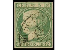 ° ESPAÑA. Ed.15. 5 Reales Verde, Mat. Ovalado En Negro De Origen Administrativo. Magnífico... - Altri & Non Classificati