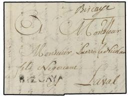 ESPAÑA: PREFILATELIA. 1761 (30-Enero). S. SEBASTIAN A FRANCIA. Marca BIZCAYA En Negro Y Manuscrito... - Autres & Non Classés