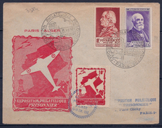 FRANCE - LETTRE VIGNETTE EXPO PRISONNIER 1946 AVEC VIGNETTE 10F ROUGE - Aviación