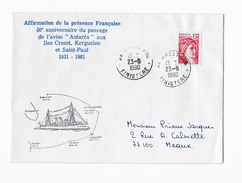 Affirmation De La Présence Françaisee L'aviso "Antarès" Aux Iles Crozet,Kerguelen - Covers & Documents