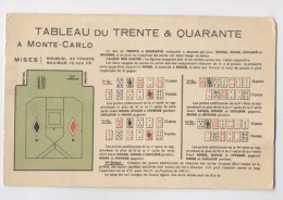 JEU Du TRENTE Et QUARANTE - JEU DE CARTES - Règles Du Jeu - Cards Game - TABLEAU à MONTE CARLO - Playing Cards