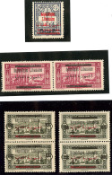 Variétés. 98 Surch. Empâtée, 100c En Paire Avec Normal, 104a Deux Paire Verticale "Libana" Et - Other & Unclassified