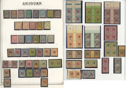 ANJOUAN. Collection. 1892-1912 (Poste, Mill.), Complète + Nombreux Doubles Obl. - TB - Autres & Non Classés