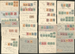 Lot. 1923-1928 (Poste), Entre Les N°35/81, Valeurs Diverses Sur 51 Enveloppes Dont Paire Et Bloc De Quatre, Pour La - Andere & Zonder Classificatie