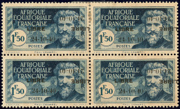 France-Libre. Double Surcharge Dont Une Renversée. No 140D, Bloc De Quatre (cases 4-5/9-10), Dont Case 4 Avec "2" - Other & Unclassified