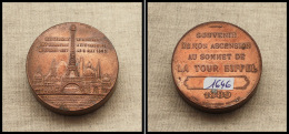 Jeton "Souvenir De Mon Ascension Au Sommet De La Tour Eiffel 1889" En Cuivre, Diam.42, H.10mm. - TB - Contenitore Per Francobolli