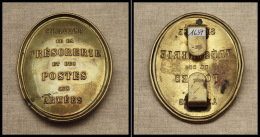 Plaque De Facteur. "Service De La Trésorerie Et Des Postes Aux Armées", Cuivre, H.92, L.75mm. - TB (Floran - Stamp Boxes