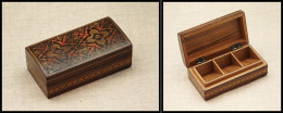 Boîte Tunbridge Rectangulaire, 3 Comp., 84x42x28mm. - TB - Stamp Boxes