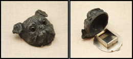 Boîte En Bronze "Tête De Bull Dog", 1 Comp., 60x55x25mm. - TB (cf Spink 2009 # 402) - Postzegeldozen