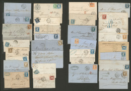 1855-1871, 30 Plis, Affts, Obl Et Destinations Divers. - TB Ou B - Collezioni