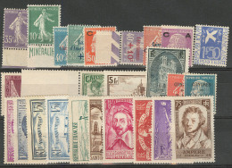 1906-1936 (Poste), Bonne Et Moyennes Valeurs Diverses Entre Les N°136 Et 310. - TB Ou B - Verzamelingen