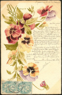 Illustration à La Main. "Bouquet De Pensées", Aquarelle Et Plume, Datée De 1907, Afft N°111 Pai - Non Classificati