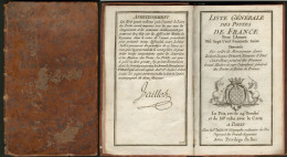 Liste Générale Des Postes De France 1776, Avec Carte Des Routes De Poste, Relié Cuir, Bon ét - Zonder Classificatie