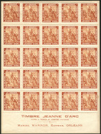 Porte-timbres. Jeanne D'Arc. No 631, Sépia, Bloc De 25ex Bdf Avec Mentions, Qqs Ex Légèrement S&eac - Postzegels Op Postzegels