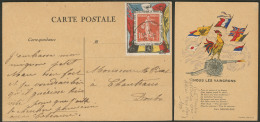 Porte-timbres. "Dieu Protège La France" Sur CP Patriotique Afft N°138. - TB - Postzegels Op Postzegels