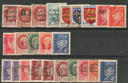 Collection 1945, Annecy 1, Chalon 1 **, Chambéry 1, 2, 4, 5c, 6c, Châtellerault 4, Niort 2, 4 à 7, 9 - Bevrijding