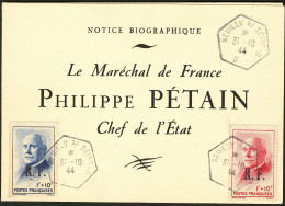 Neuilly Sur Seine. Poste 569 + 570 Sur "Notice Biographique" Philippe Pétain, Cad 31.10.44. - TB - Liberazione