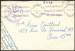 Guerre D'Indochine. Cachet Violet ARFC Sur Enveloppe Du Sanatorium De La France Combattante à Fontainebleau, Pour - Oorlog 1939-45