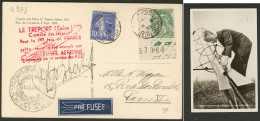 Fusées Postales Roberti. CP Photo Afft Divers Obl Le Tréport 9.9.35, Avec CS Rouge Et Signature Roberti. - - 1927-1959 Postfris