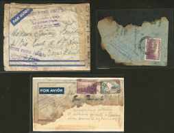 Ligne MERMOZ. 23 Mars 1938. Accidenté AMFRA Au Pic De Cinq Croix. 3 Enveloppes Calcinées, Affts Et Destina - 1927-1959 Postfris