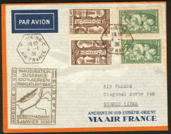 Ligne MERMOZ. 4 Janv 1936. Inauguration Du Service 100% Aérien Transatlantique Hebdomadaire. Enveloppe Air France - 1927-1959 Postfris
