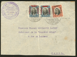 Ligne MERMOZ. 22 Août 1929, Grand Cachet Violet "Chile/Servicio/privado/de Las/Lineas Latecoere", Sur Enveloppe Af - 1927-1959 Postfris