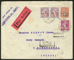 Ligne MERMOZ. 19 Mai 1929, Vol Postal CGA Par Negrin, Afft N°249(2) + 250 + 190, De Vincennes Pour Casablanca. - TB - 1927-1959 Postfris