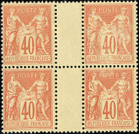 No 94, Bloc De Quatre Interpanneaux, Très Frais. - TB - 1876-1878 Sage (Type I)