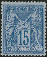 No 90a, Bleu Vif Sur Bleu, Très Frais Et Bien Centré. - TB - 1876-1878 Sage (Tipo I)