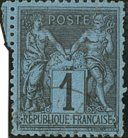 Bleu De Prusse. No 84, Dents Courtes Et Pli, TB D'aspect. - R - 1876-1878 Sage (Tipo I)