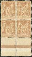 No 80, Brun-jaune, Bloc De Quatre Bdf, Très Frais Et Bien Centré. - TB - 1876-1878 Sage (Type I)