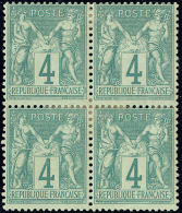 No 63, Bloc De Quatre, Fortes Charnières Et Un Ex Pli Sinon TB - 1876-1878 Sage (Tipo I)