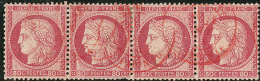No 57, Bande De Quatre, Obl Cad Rouge Des Imprimés. - TB - 1871-1875 Ceres