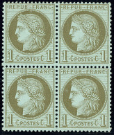 No 50, Vert Olive, Bloc De Quatre, Très Frais. - TB - 1871-1875 Ceres