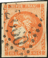 No 48b, Jaune Orange, Obl Gc. - TB - 1870 Uitgave Van Bordeaux