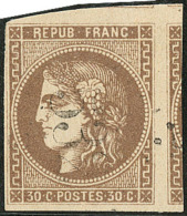 "R" Relié Au Cadre. No 47e, Nuance Brun Clair, 3 Voisins, Pos. 2, Obl Gc. - TB - 1870 Uitgave Van Bordeaux