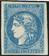 No 44IIb, Bleu Foncé, Gomme étendue Et Infime Pli Horizontal Mais Superbe D'aspect. - RR - 1870 Uitgave Van Bordeaux