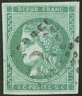 No 42IIj, Vert émeraude Clair, Pos. 3, Obl Gc. - TB - 1870 Uitgave Van Bordeaux