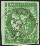 No 42IIb, Vert-jaune Foncé, Obl Cad Saumur 11.71. - TB - 1870 Emissione Di Bordeaux