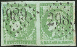 No 42IIa, Vert Jaune, Paire Obl Gc 2989. - TB - 1870 Emissione Di Bordeaux