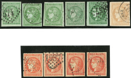 Nos 42II(5), 43I, 48(4), Nuances Et Obl Diverses. - TB Ou B - 1870 Uitgave Van Bordeaux