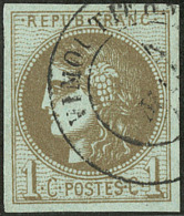 No 39IIIn, Olive Bronze, Pos. 3, Obl Cad. - TB - 1870 Emissione Di Bordeaux