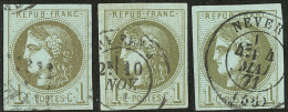 No 39IIIl, Pos. 2, 6 Et 12, Nuances. - TB - 1870 Uitgave Van Bordeaux