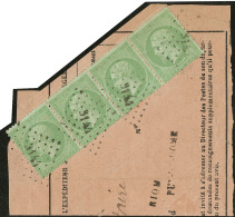 No 35, Bande De Quatre Obl Pgc 3144 De Riom, Sur Petit Fragment, Pli Sur L'ex De Gauche Mais Une Bande De Trois TB - 1870 Assedio Di Parigi