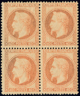No 31, Orange, Bloc De Quatre (deux Ex *), Légèrement Oxydé Mais TB - 1863-1870 Napoleon III Gelauwerd