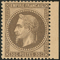 Fond Ligné. No 30e, Brun Nuance Foncée, Petit Bdf, Très Frais. - TB. - R - 1863-1870 Napoleon III Gelauwerd