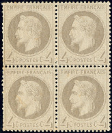 No 27II, Gris, Bloc De Quatre (un Ex * Et Dents à Peine Courtes. - TB - 1863-1870 Napoleone III Con Gli Allori