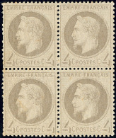 No 27II, Gris, Bloc De Quatre (un Ex * Et Dents à Peine Courtes. - TB - 1863-1870 Napoleon III With Laurels