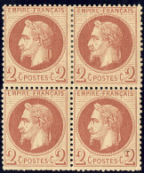 No 26I, Rouge-brun, Bloc De Quatre (deux Ex *), Une Dent Courte. - TB - 1863-1870 Napoleon III With Laurels